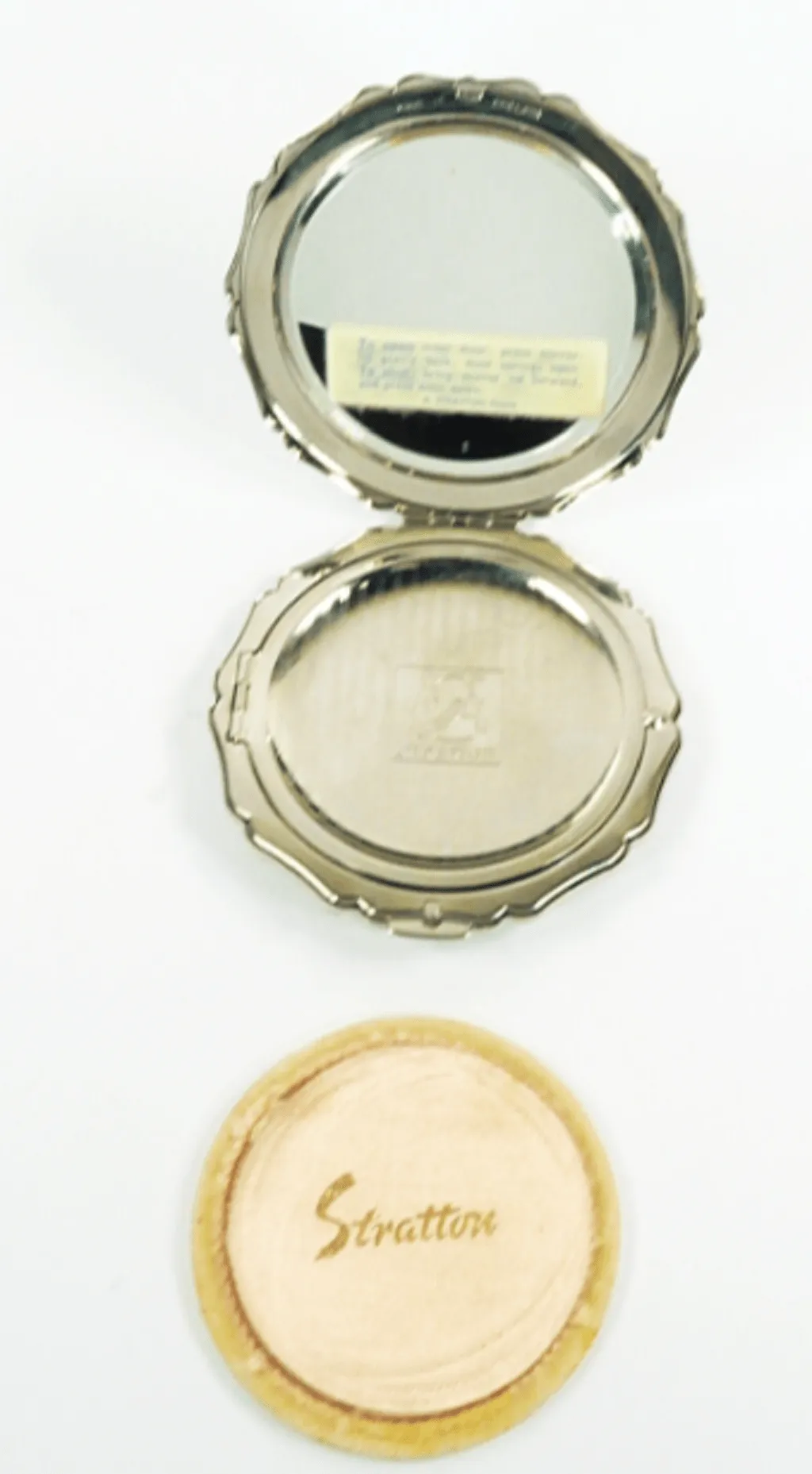 1950s NOS Silver Plated Romantic Themed Stratton Princess Loose Powder Compact