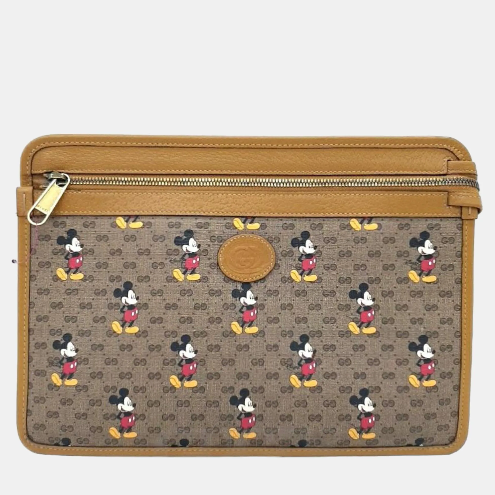 Brown GG Canvas Disney Clutch Bag