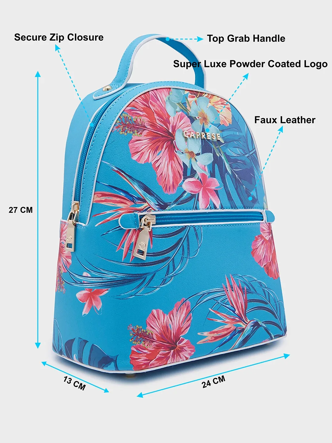 Caprese Renee Fashion Backpack Medium | Women'S Stylish Backpack Blue