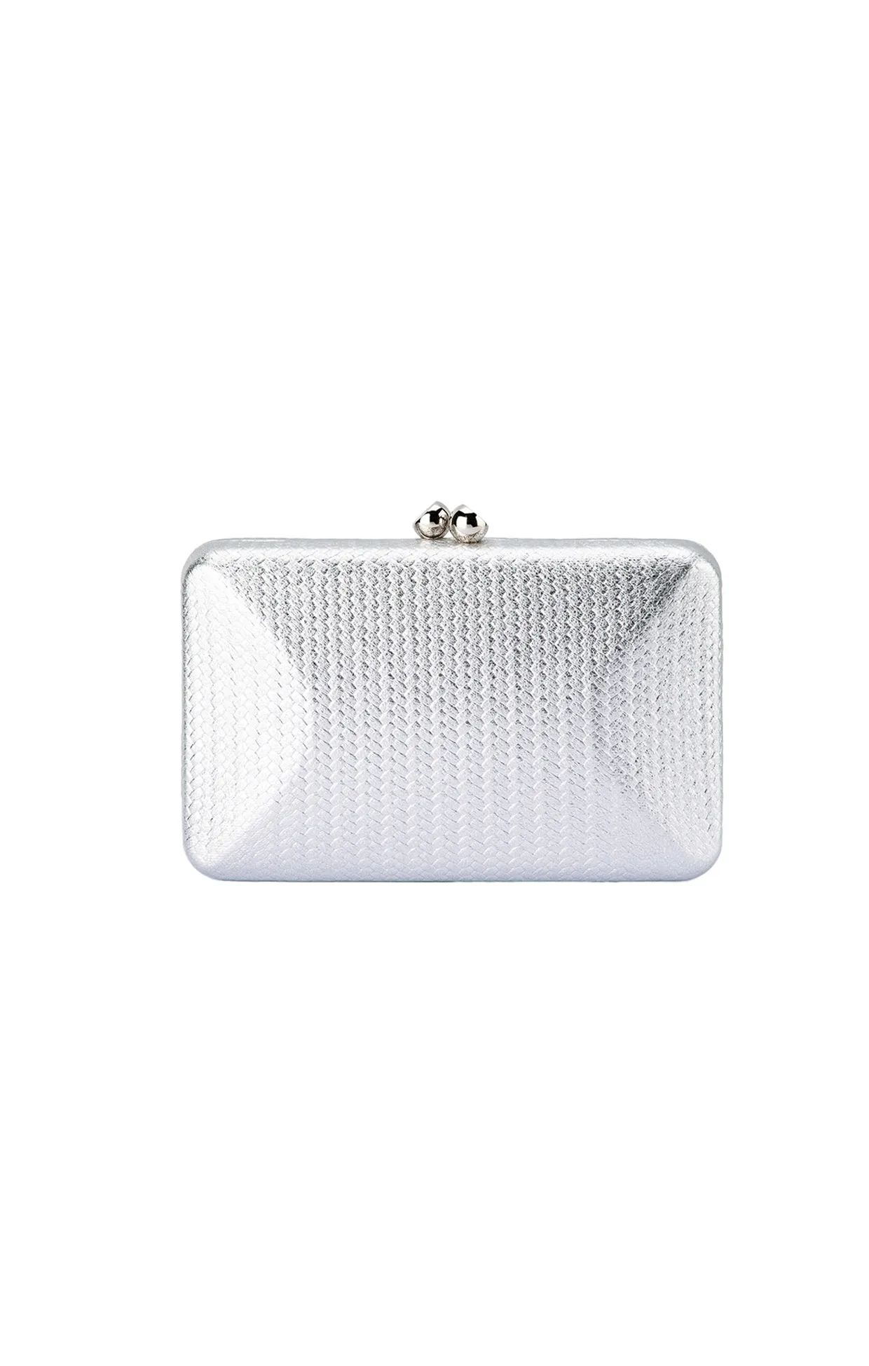 CHICA EMBOSSED CLUTCH IN SILVER