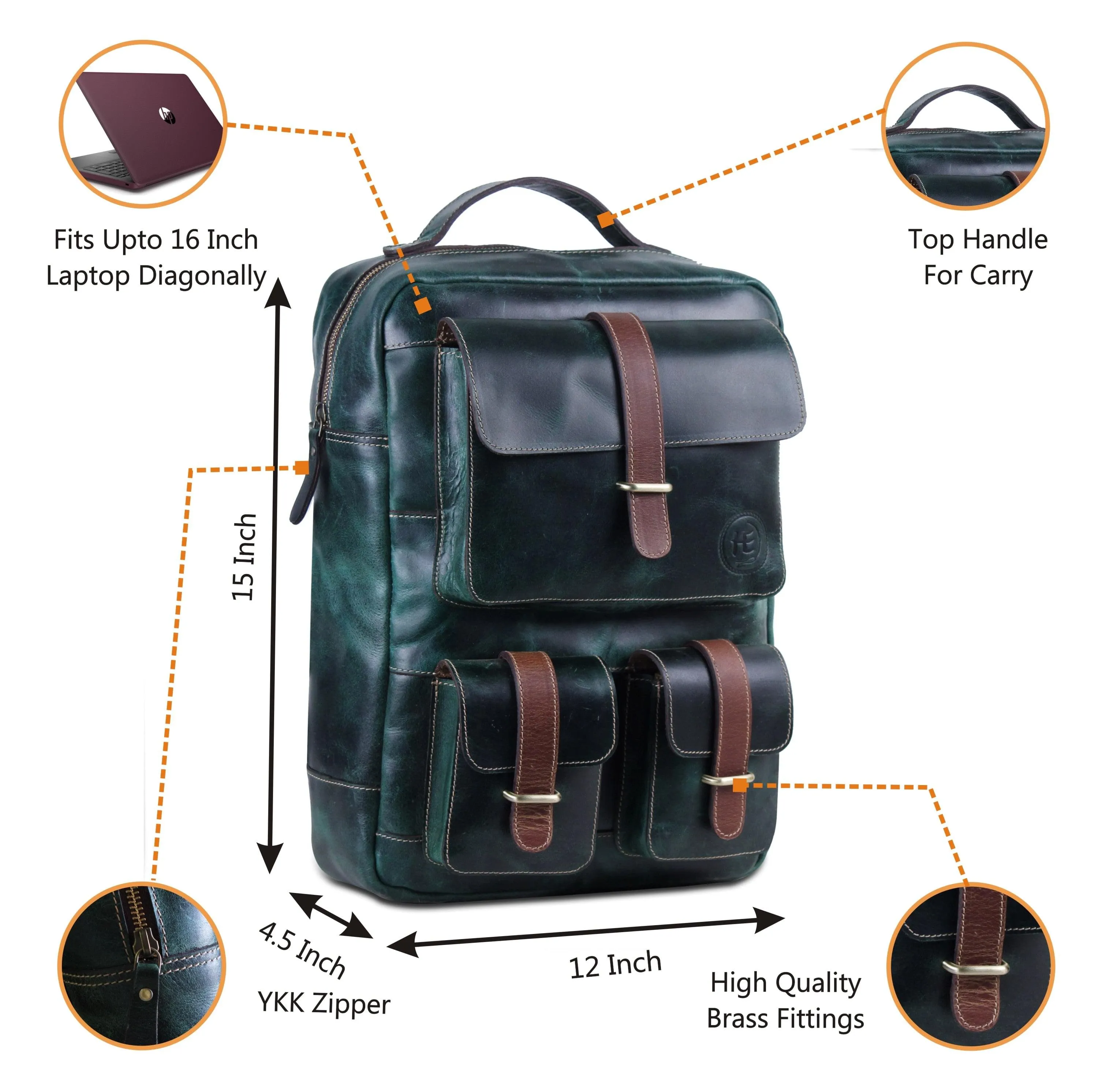 Dark Green Multi pocket backpack