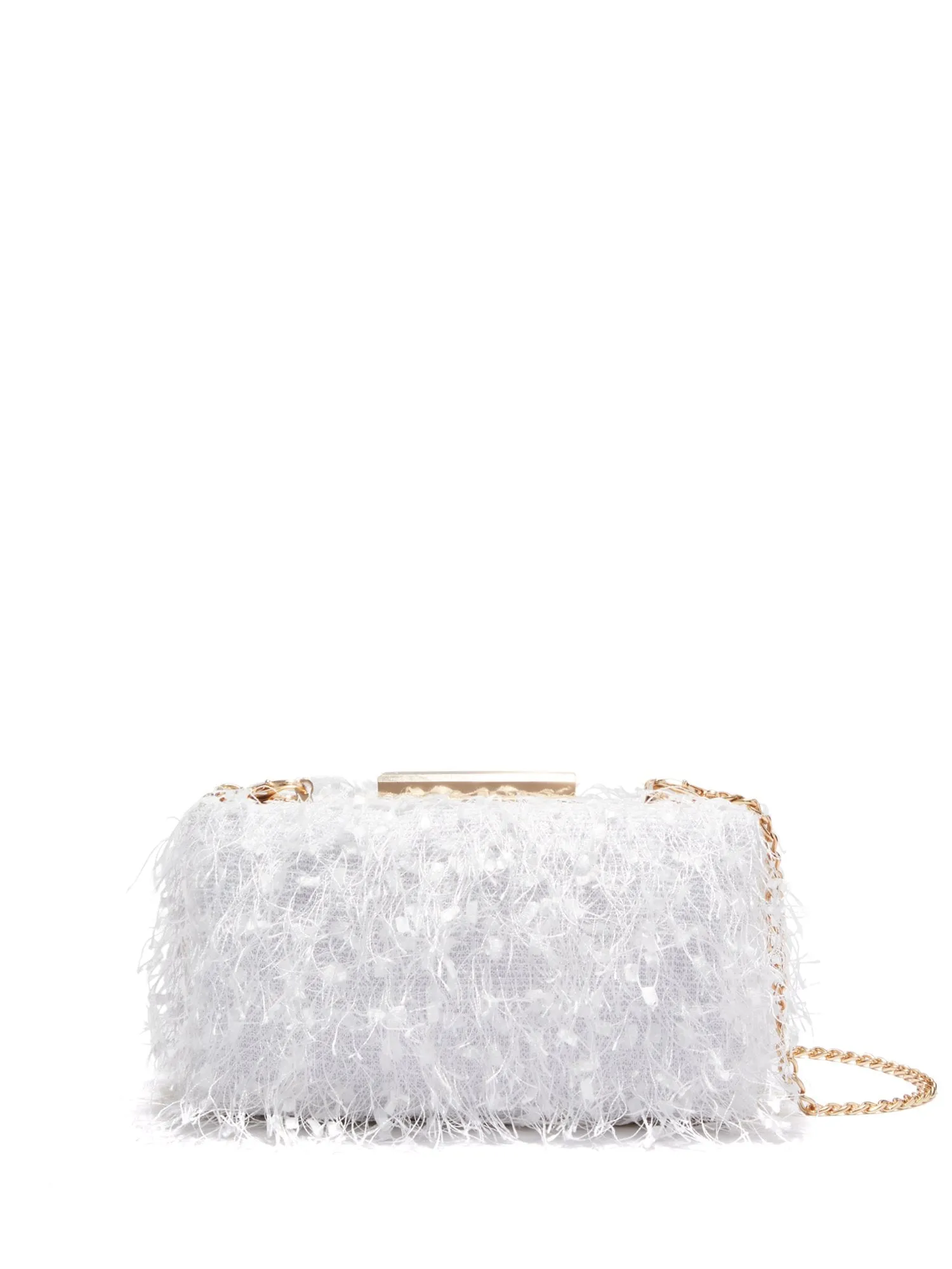 Fuzzy-Textured Clasp Clutch