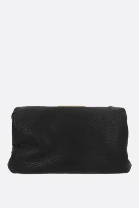 Grained Leather Chain Clutch