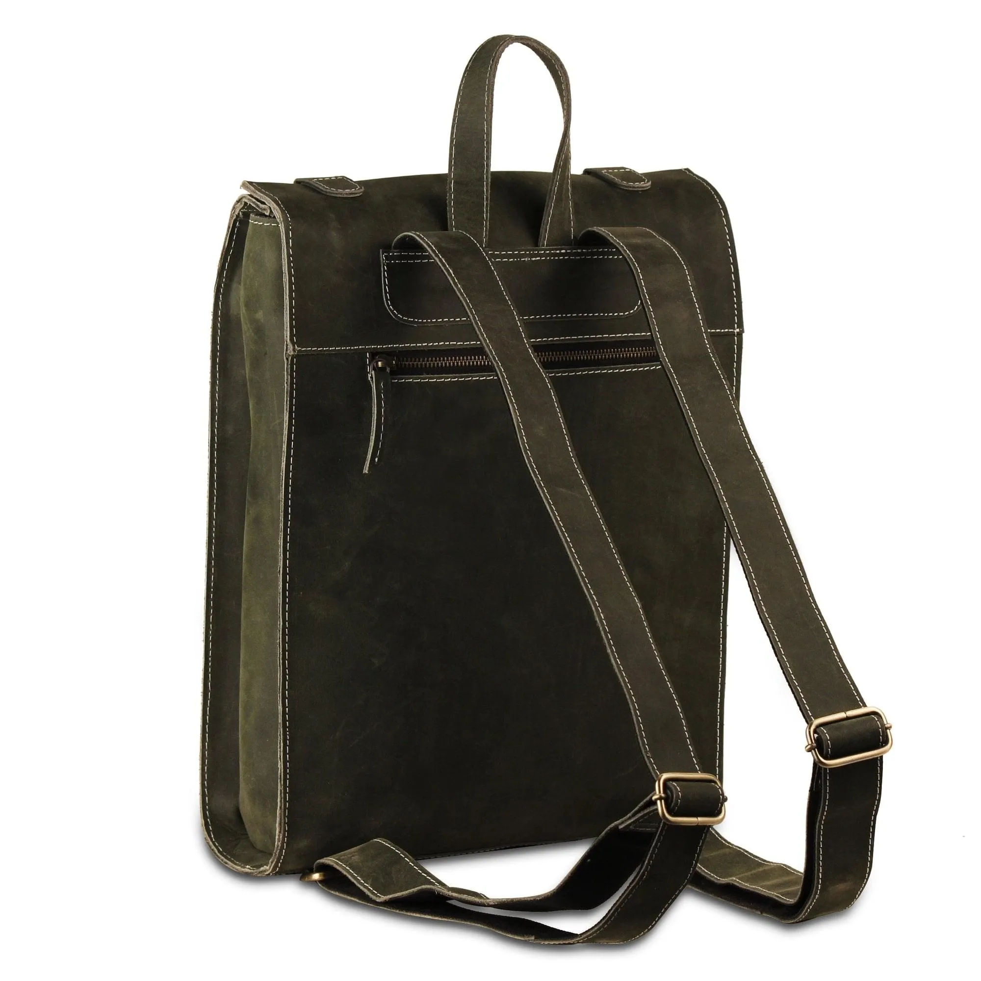 Green Leather Backpack