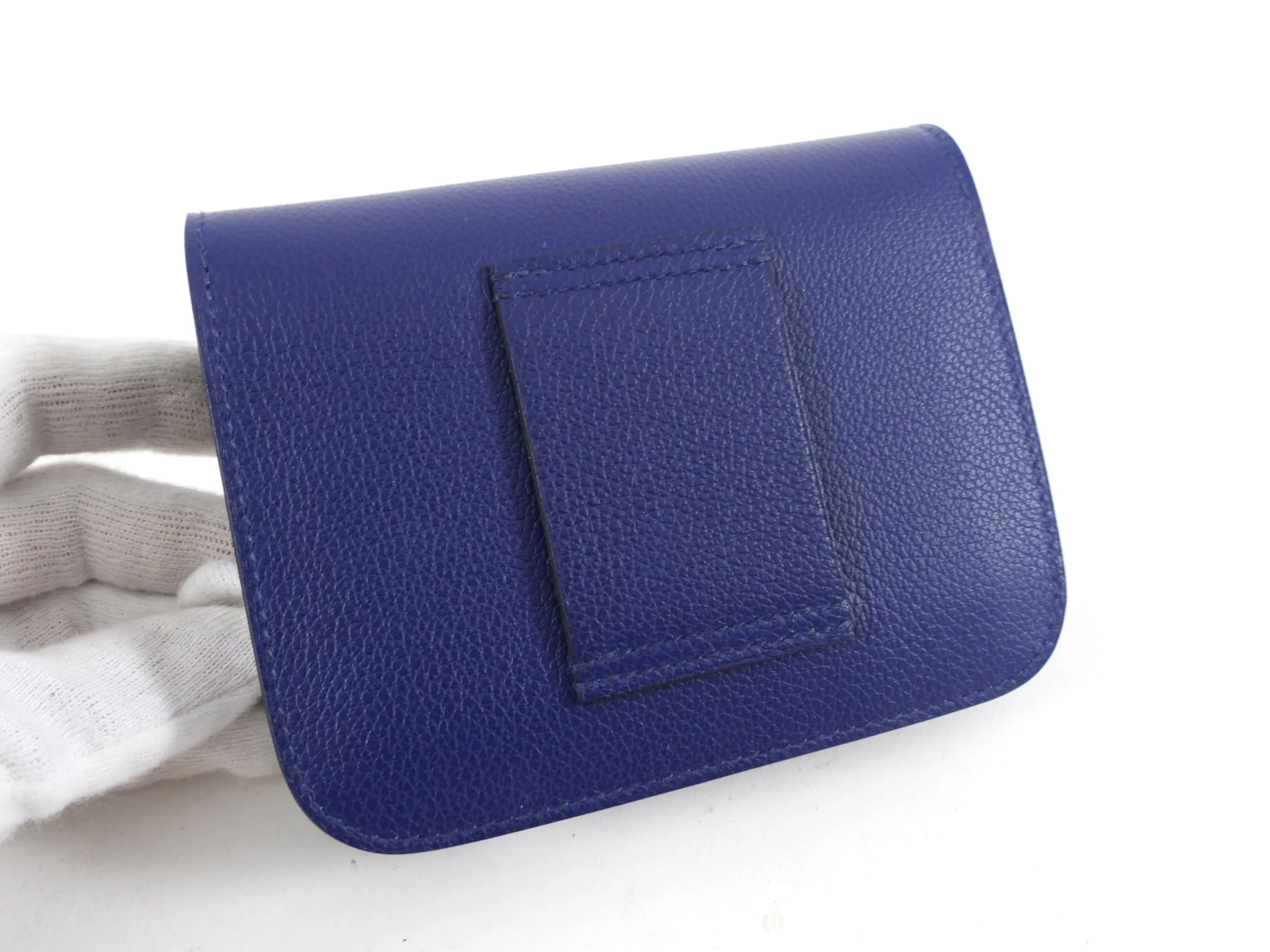 Hermes Constance Slim Wallet Blue Sapphire Evercolor GHW