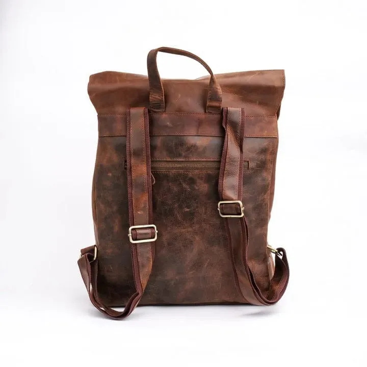 Leather Backpack in Vintage Dark Brown