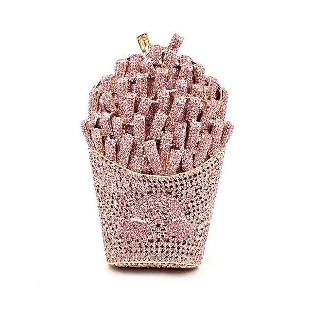 Luxury Rhinestone French Fries Evening Clutch