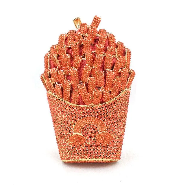 Luxury Rhinestone French Fries Evening Clutch