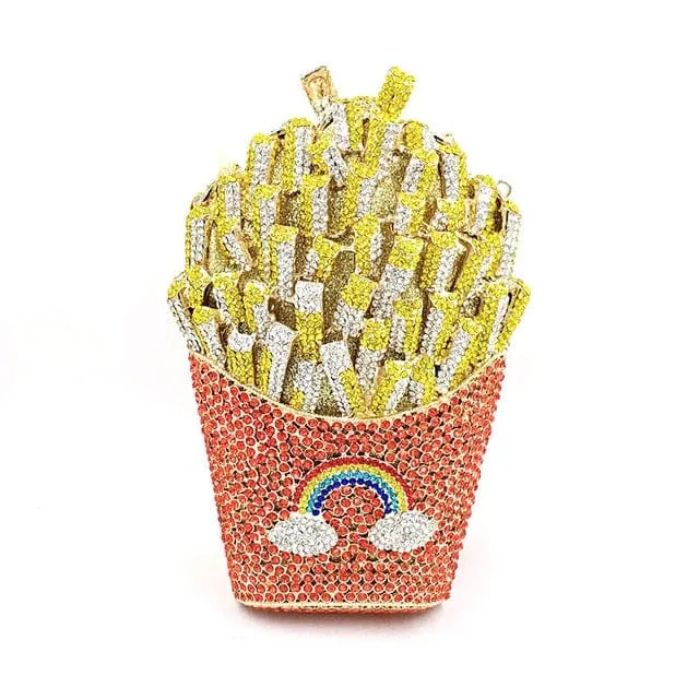 Luxury Rhinestone French Fries Evening Clutch