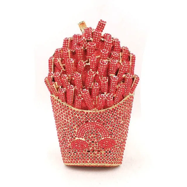 Luxury Rhinestone French Fries Evening Clutch