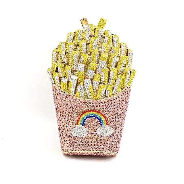 Luxury Rhinestone French Fries Evening Clutch