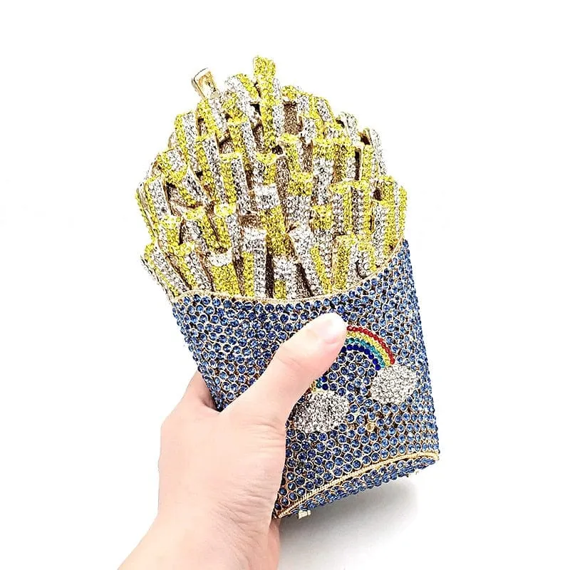 Luxury Rhinestone French Fries Evening Clutch