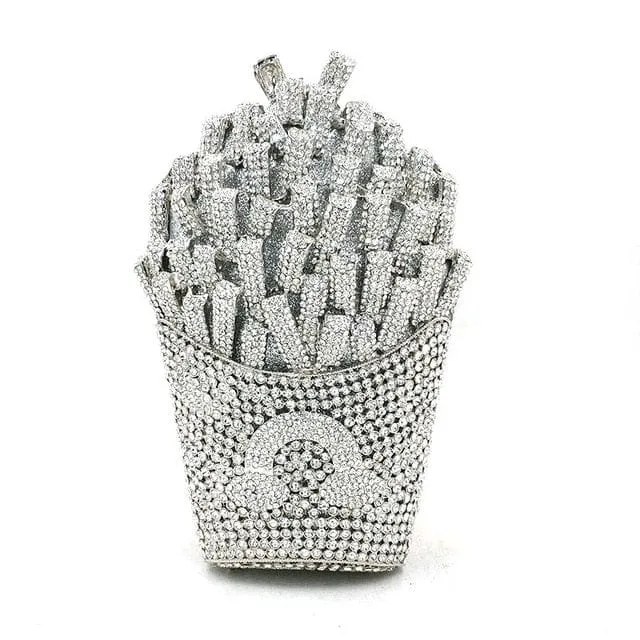 Luxury Rhinestone French Fries Evening Clutch