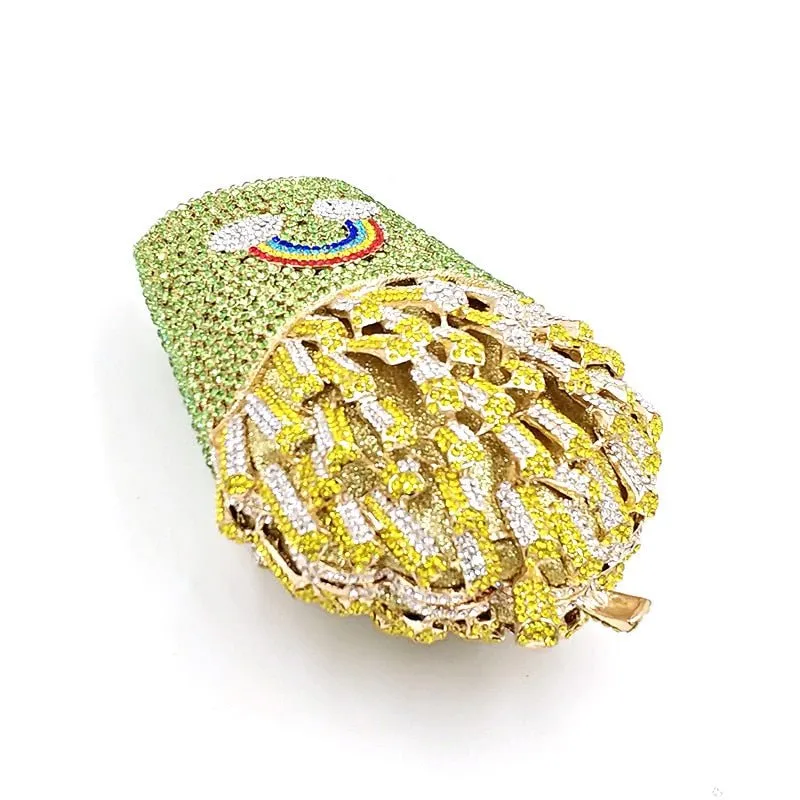 Luxury Rhinestone French Fries Evening Clutch