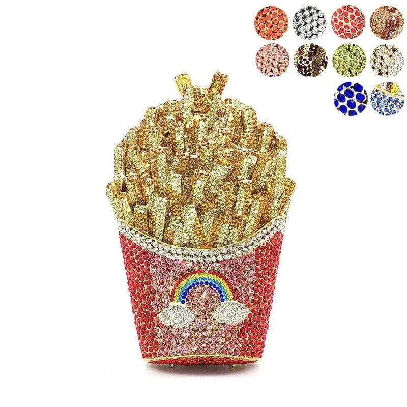 Luxury Rhinestone French Fries Evening Clutch