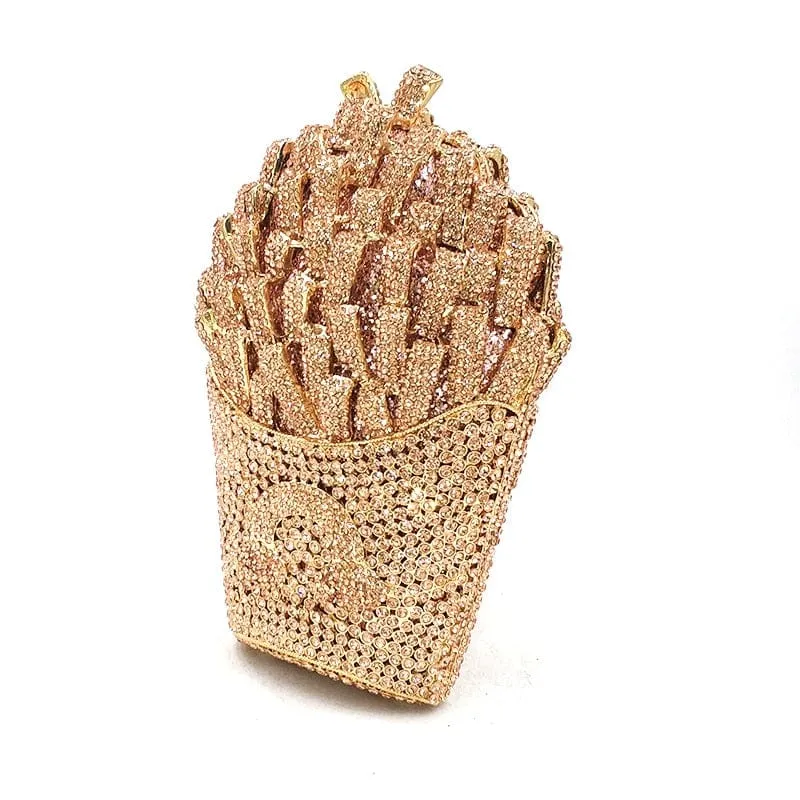 Luxury Rhinestone French Fries Evening Clutch