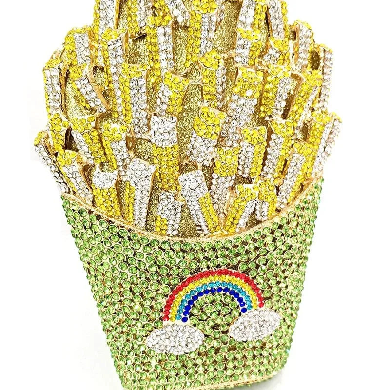 Luxury Rhinestone French Fries Evening Clutch