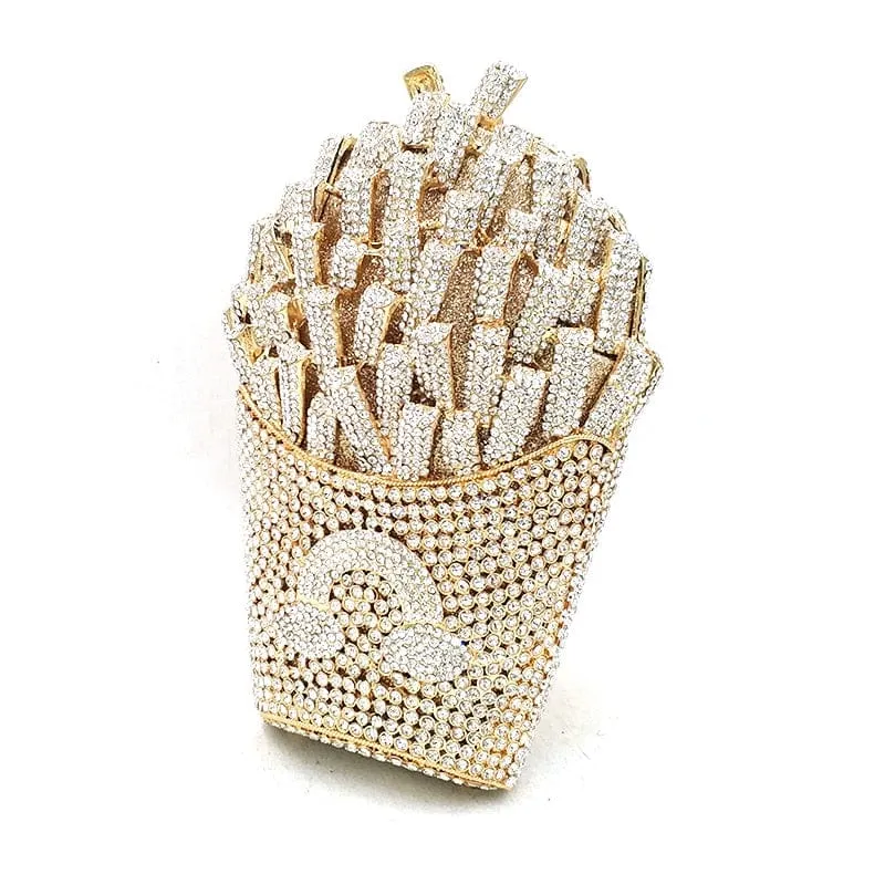 Luxury Rhinestone French Fries Evening Clutch