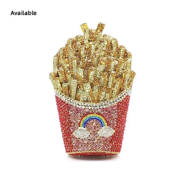 Luxury Rhinestone French Fries Evening Clutch