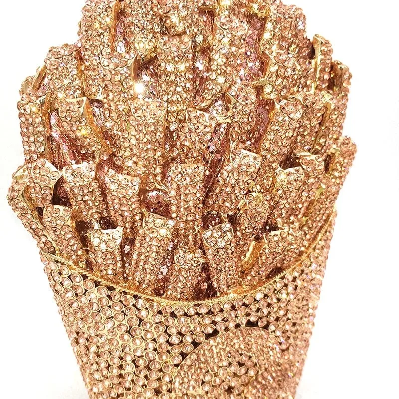 Luxury Rhinestone French Fries Evening Clutch