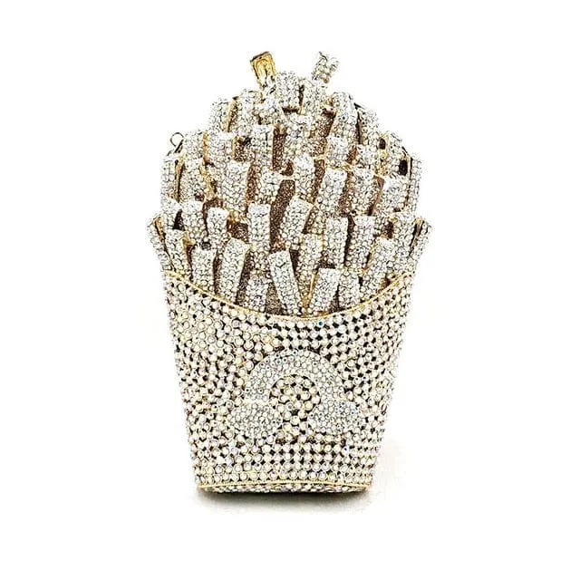 Luxury Rhinestone French Fries Evening Clutch