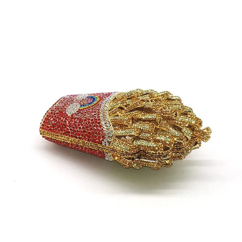 Luxury Rhinestone French Fries Evening Clutch