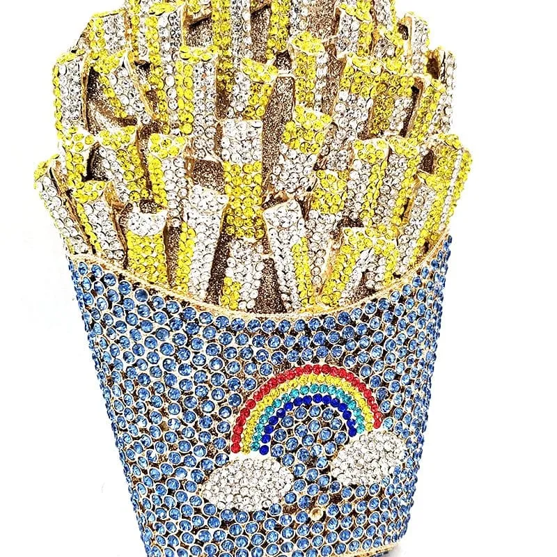 Luxury Rhinestone French Fries Evening Clutch