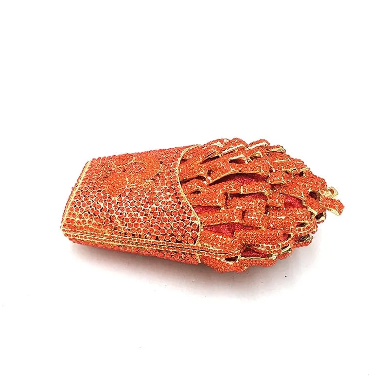 Luxury Rhinestone French Fries Evening Clutch