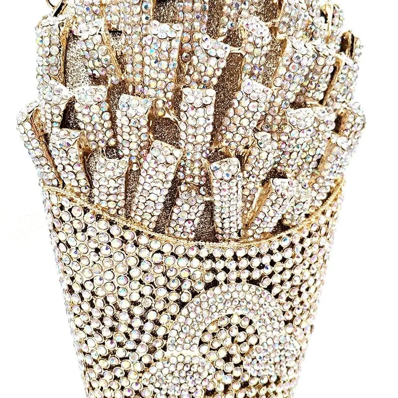 Luxury Rhinestone French Fries Evening Clutch