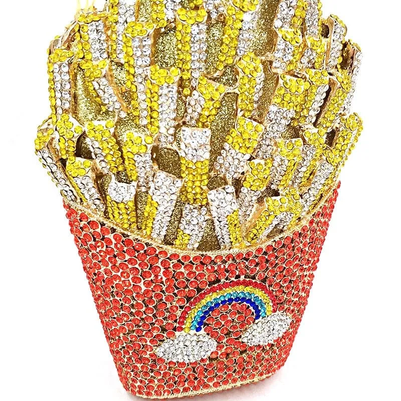 Luxury Rhinestone French Fries Evening Clutch