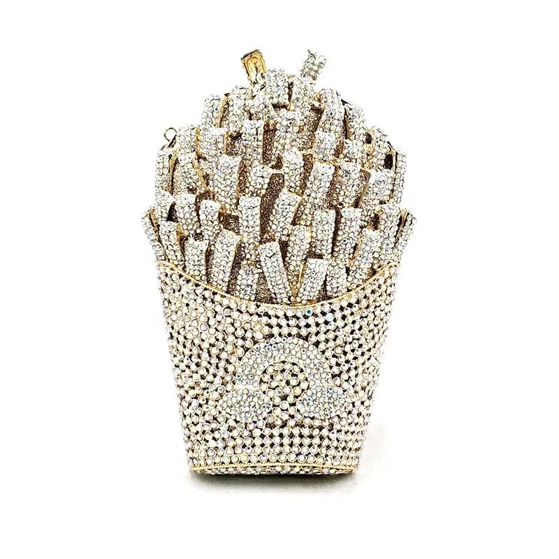 Luxury Rhinestone French Fries Evening Clutch