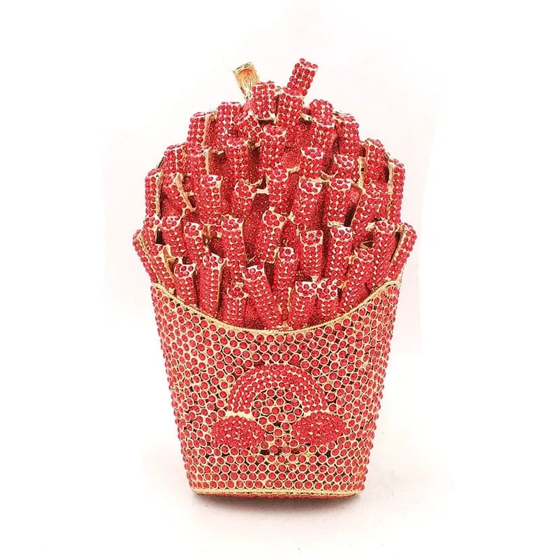 Luxury Rhinestone French Fries Evening Clutch