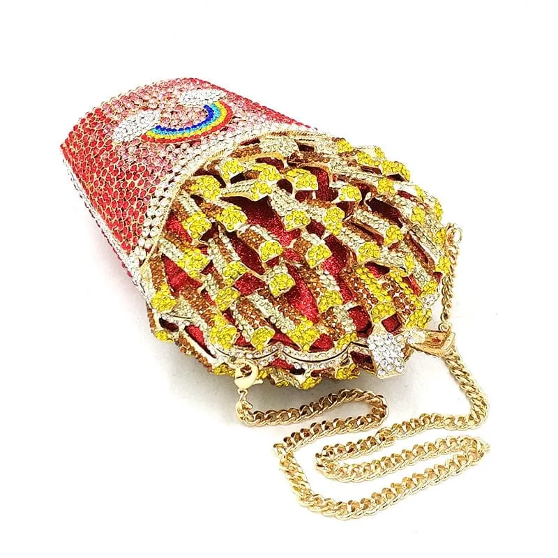 Luxury Rhinestone French Fries Evening Clutch