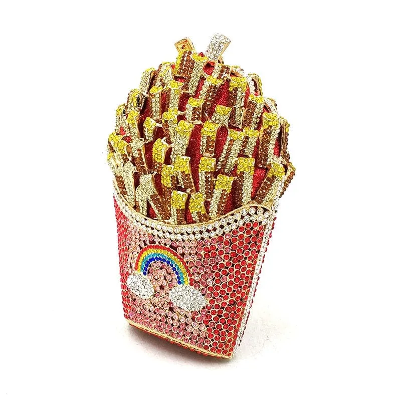 Luxury Rhinestone French Fries Evening Clutch