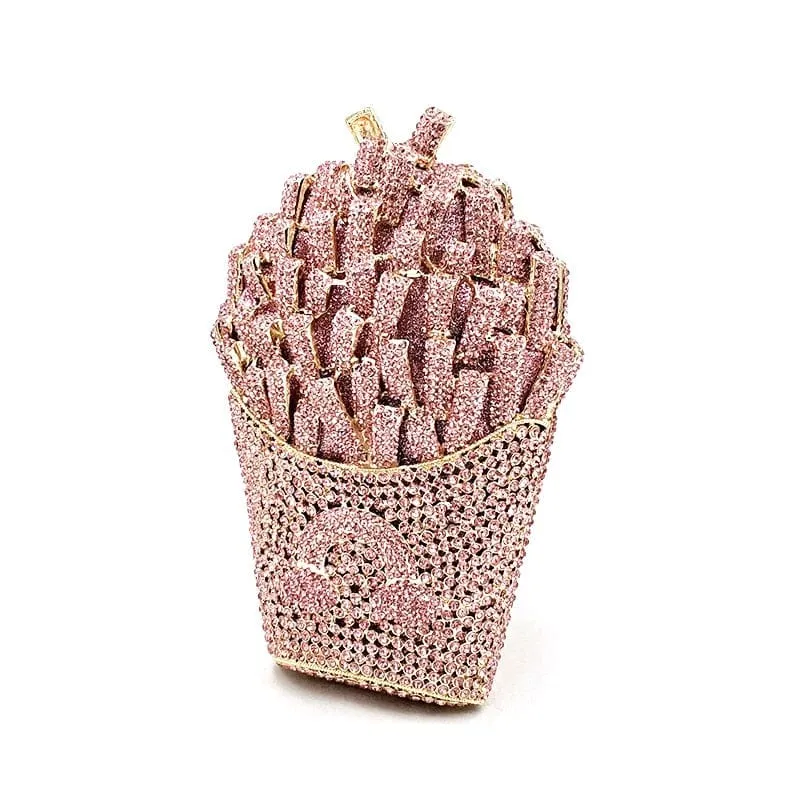 Luxury Rhinestone French Fries Evening Clutch