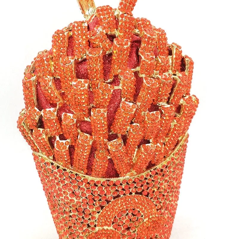 Luxury Rhinestone French Fries Evening Clutch