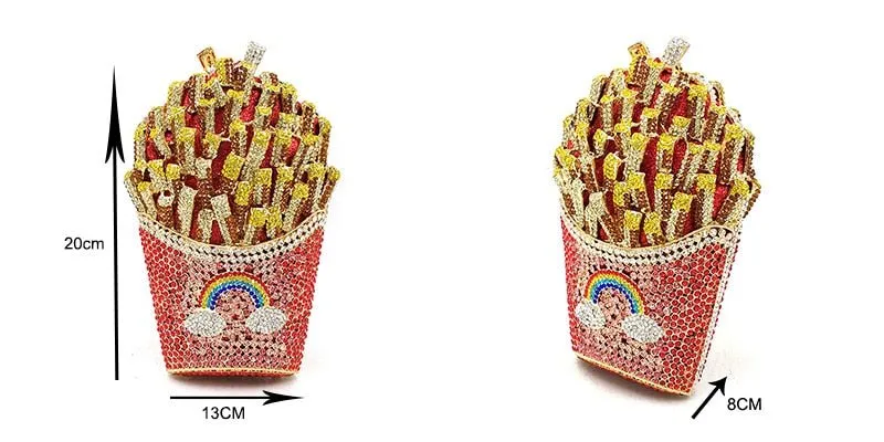 Luxury Rhinestone French Fries Evening Clutch