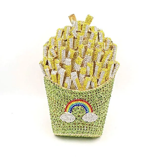 Luxury Rhinestone French Fries Evening Clutch