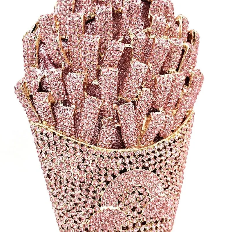 Luxury Rhinestone French Fries Evening Clutch