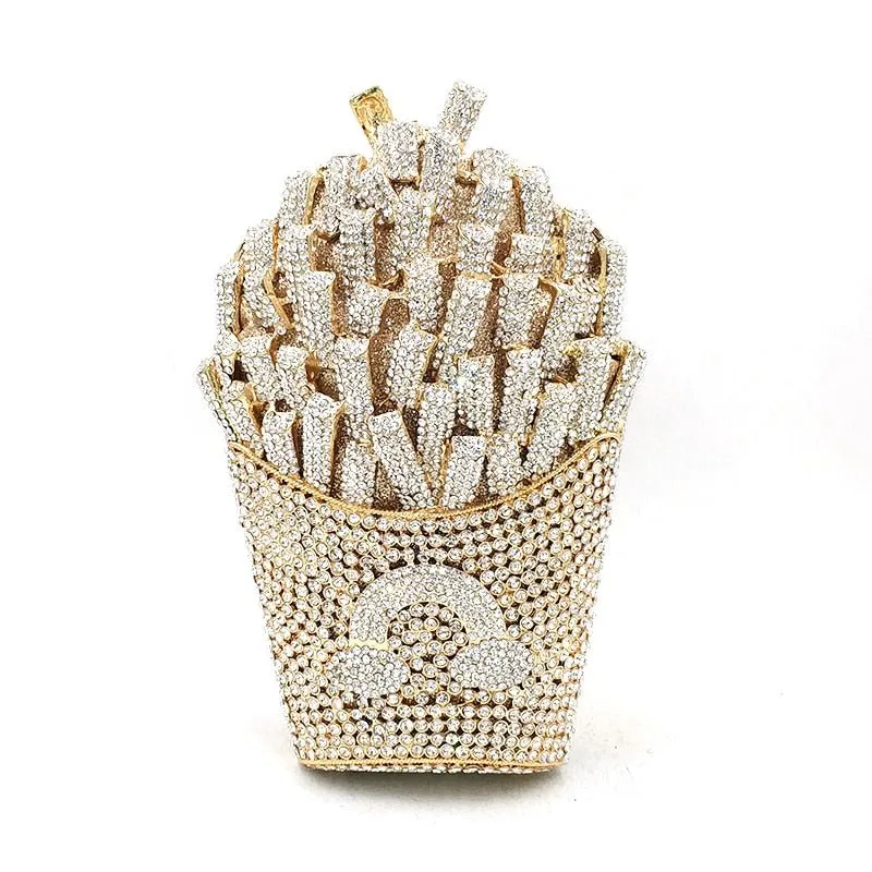 Luxury Rhinestone French Fries Evening Clutch