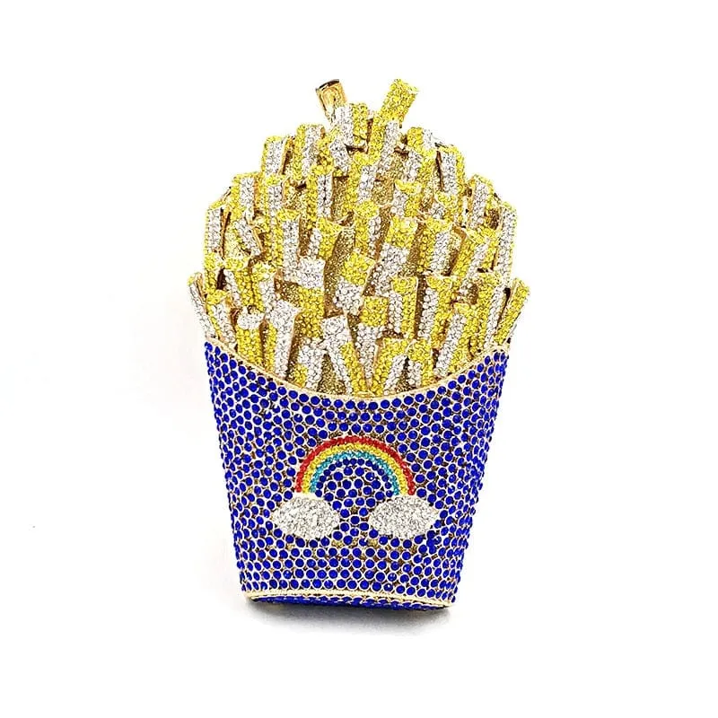 Luxury Rhinestone French Fries Evening Clutch