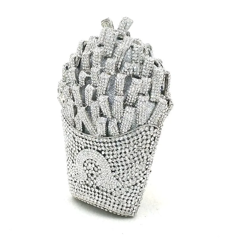 Luxury Rhinestone French Fries Evening Clutch