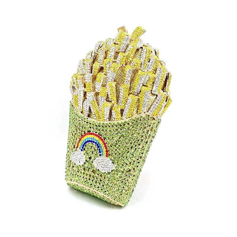 Luxury Rhinestone French Fries Evening Clutch