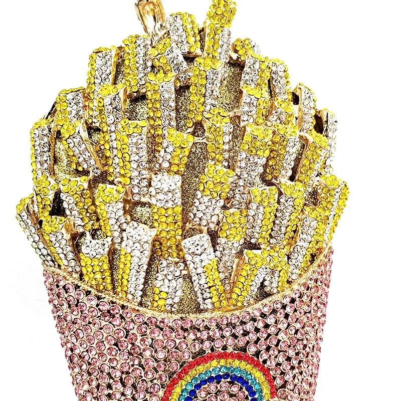 Luxury Rhinestone French Fries Evening Clutch