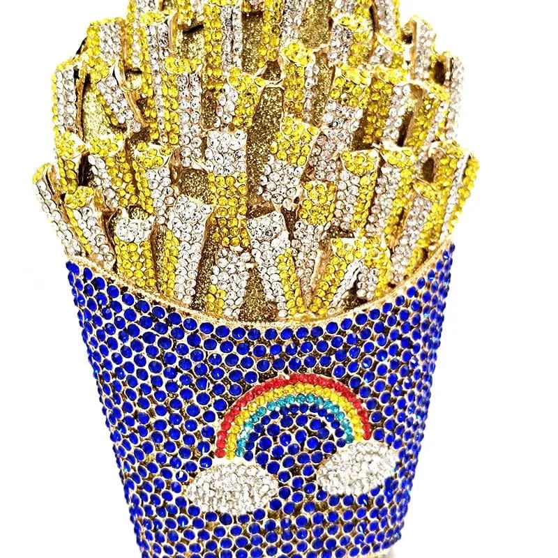 Luxury Rhinestone French Fries Evening Clutch