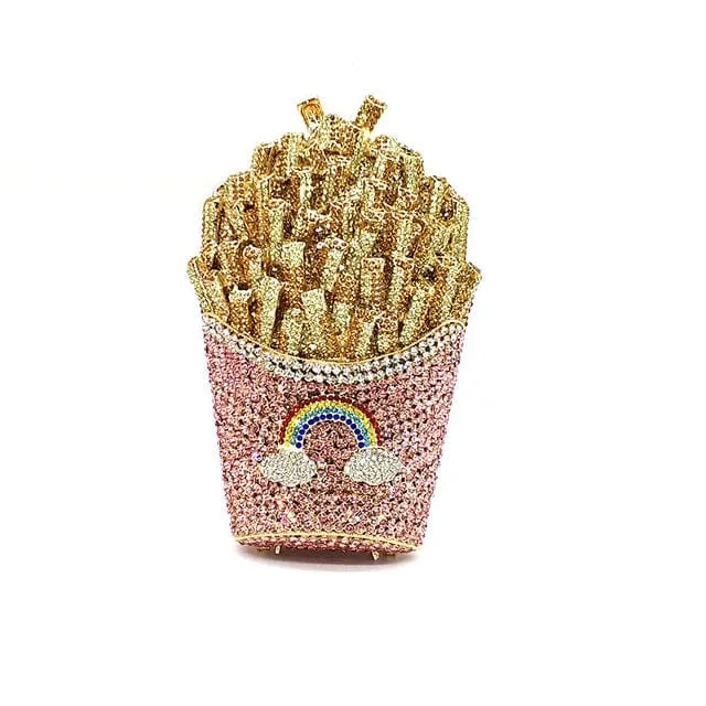 Luxury Rhinestone French Fries Evening Clutch