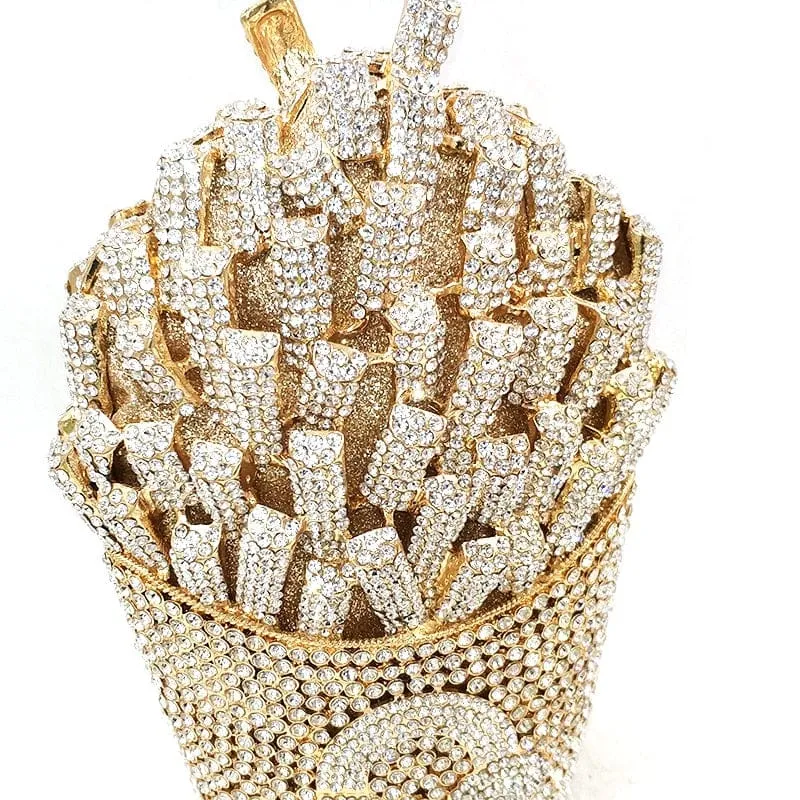 Luxury Rhinestone French Fries Evening Clutch