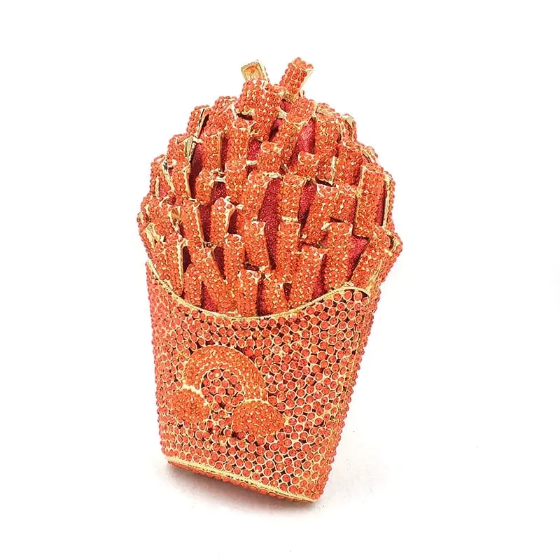 Luxury Rhinestone French Fries Evening Clutch