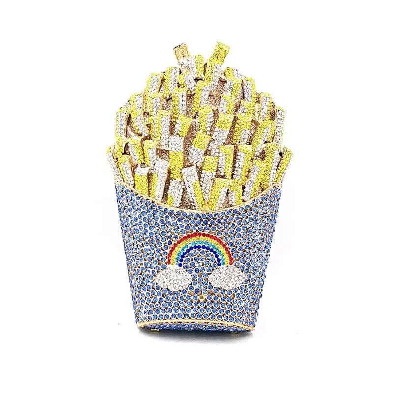 Luxury Rhinestone French Fries Evening Clutch