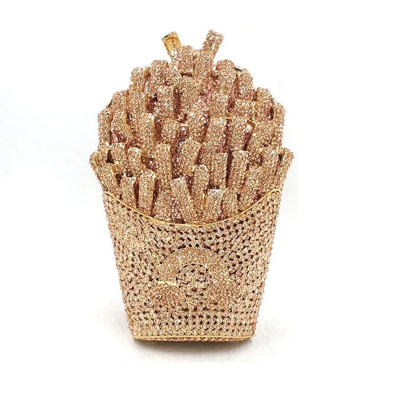 Luxury Rhinestone French Fries Evening Clutch